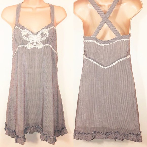 Rebecca Taylor Silk Appliqué Seersucker Sleeveless Dress Sz S Sundress - Picture 2 of 11